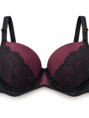 Secret Possessions Black Purple Lace Push-Up Underwire Padded Bra 34D